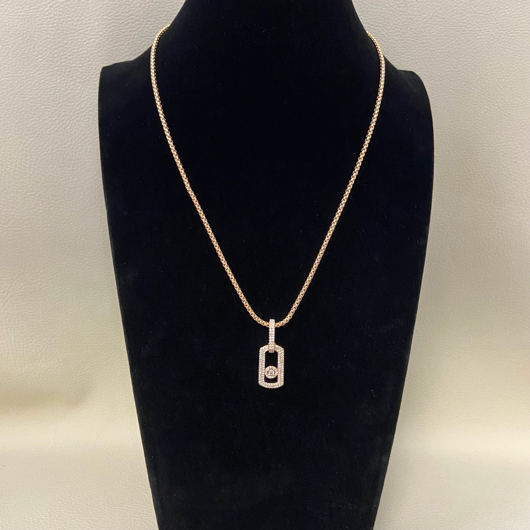 [Eternal Jewelry] So Move Diamond‑Set Paper‑Clip Sliding Necklace