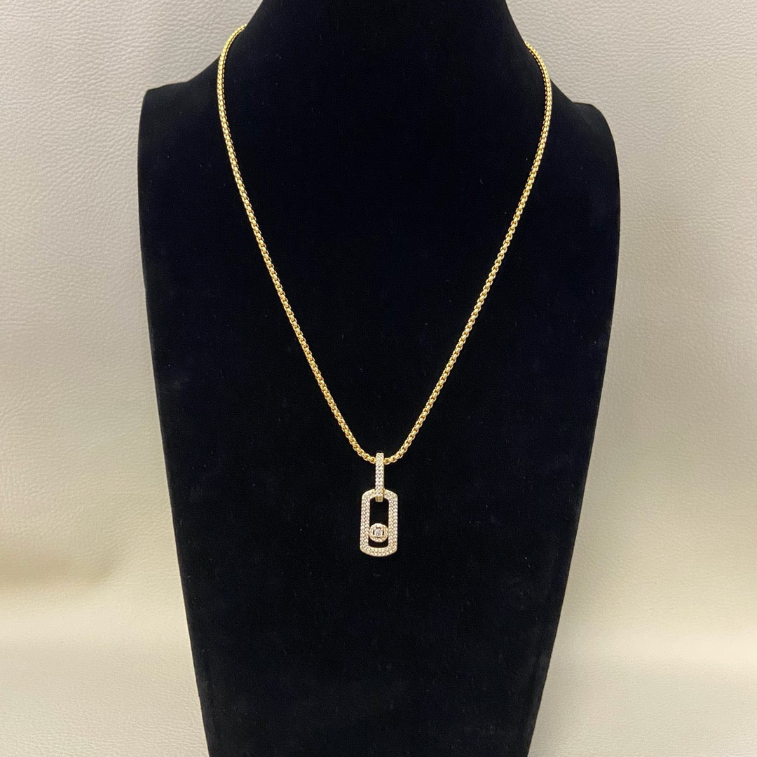 [Eternal Jewelry] So Move Diamond‑Set Paper‑Clip Sliding Necklace