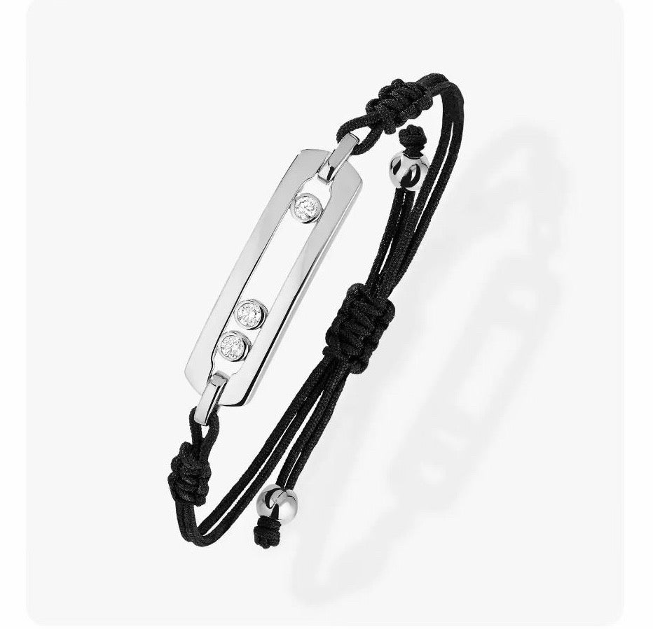 [Eternal Jewelry]Messika Move Bracelet, Black Cord with 3 Moving Stones