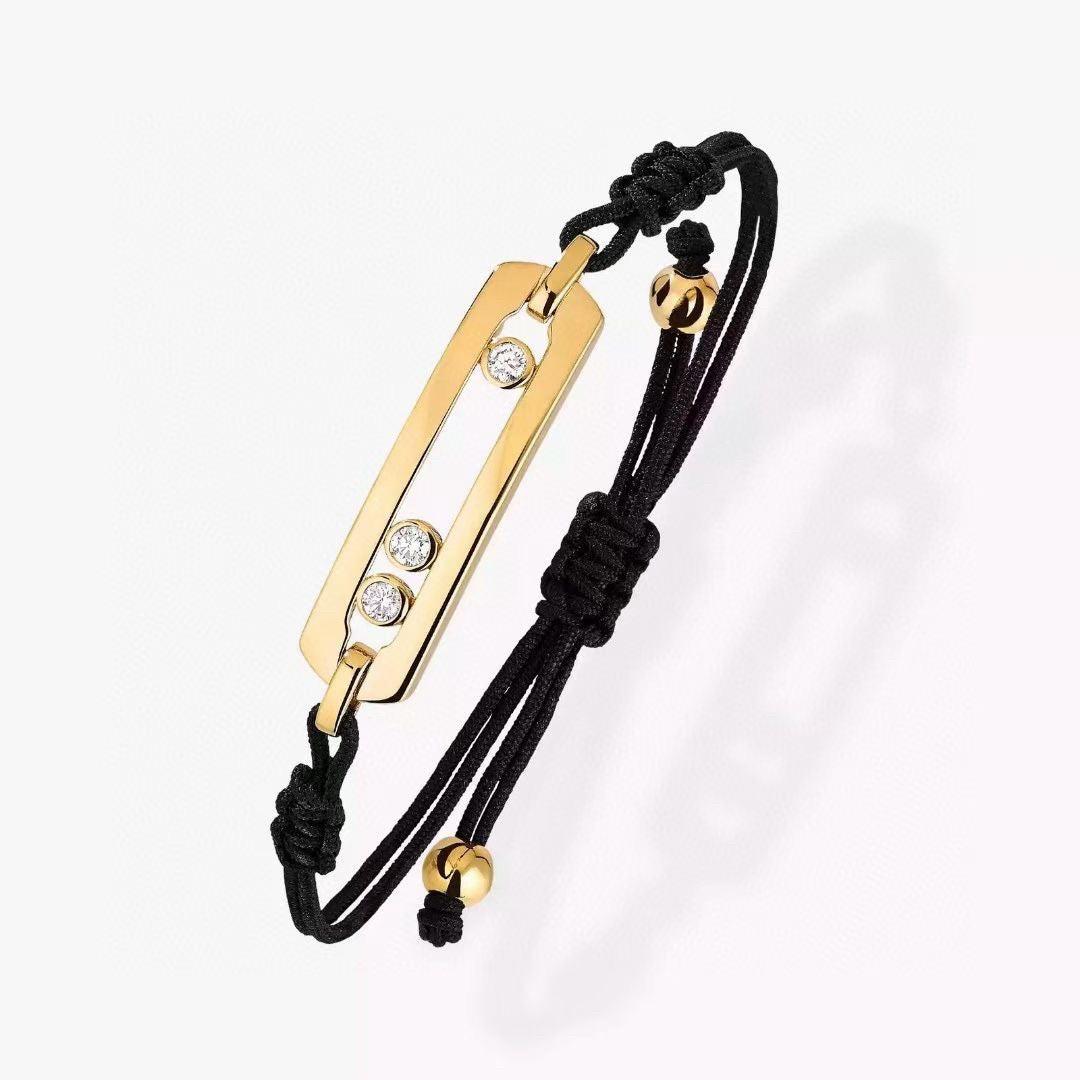 [Eternal Jewelry]Messika Move Bracelet, Black Cord with 3 Moving Stones