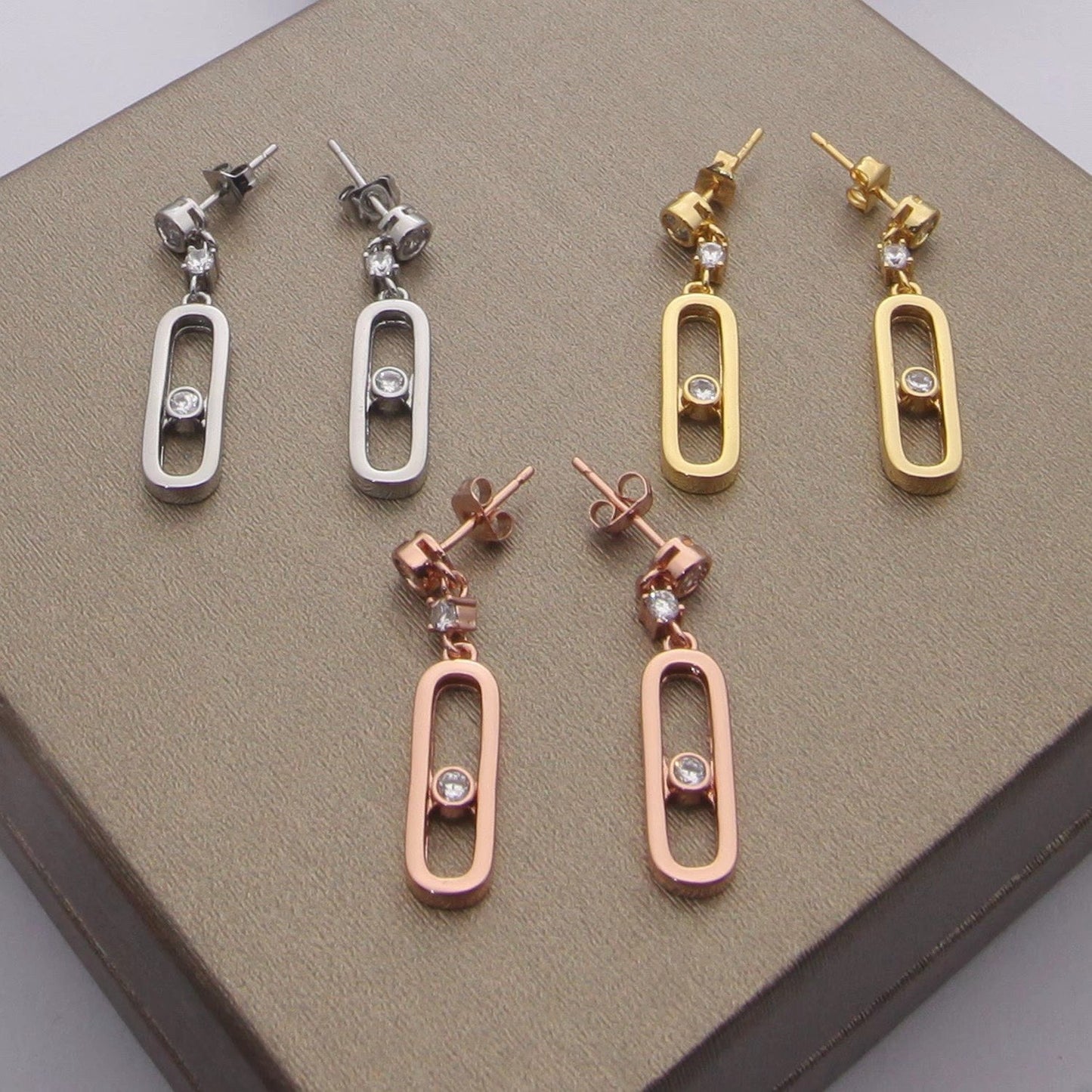 [Eternal Jewelry] Move Uno Drop Earrings, Movable Stone