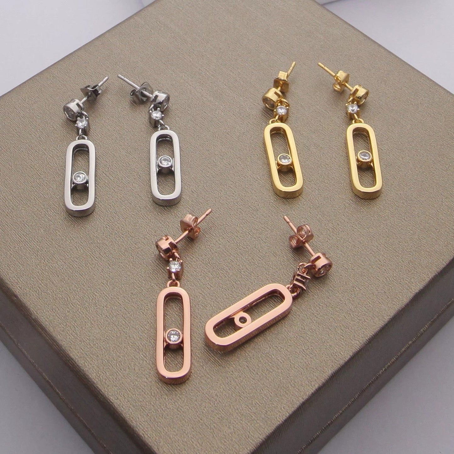 [Eternal Jewelry] Move Uno Drop Earrings, Movable Stone