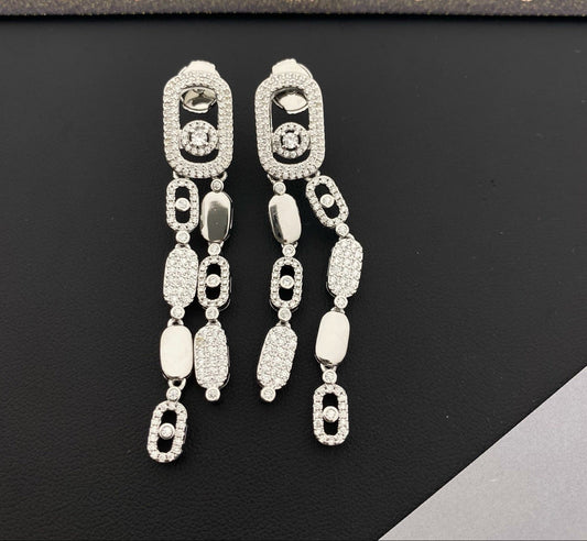 [Eternal Jewelry] Move Link Long Tassel Earrings, Movable Stones