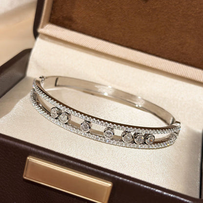[Eternal Jewelry]Move Classique 7‑Moving‑Diamond Bangle, Double‑Row Pavé Setting