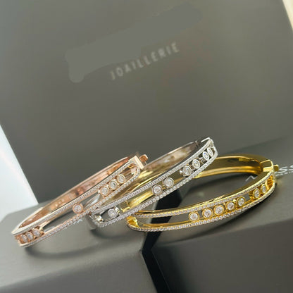 [Eternal Jewelry]Move Classique 7‑Moving‑Diamond Bangle, Double‑Row Pavé Setting