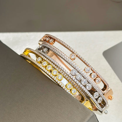 [Eternal Jewelry]Move Classique 7‑Moving‑Diamond Bangle, Double‑Row Pavé Setting