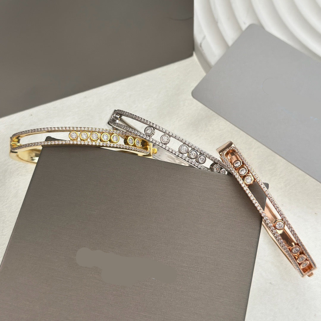 [Eternal Jewelry]Move Classique 7‑Moving‑Diamond Bangle, Double‑Row Pavé Setting