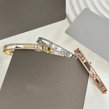 [Eternal Jewelry]Move Classique 7‑Moving‑Diamond Bangle, Double‑Row Pavé Setting