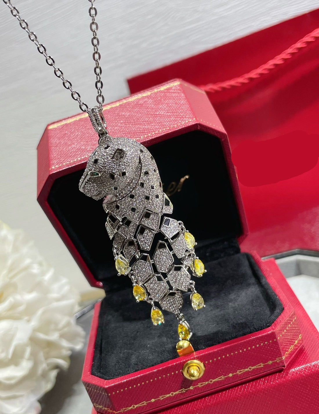 ¡®Eternal Jewelry¡ High Jewelry Pave Panther Tassel Necklace
