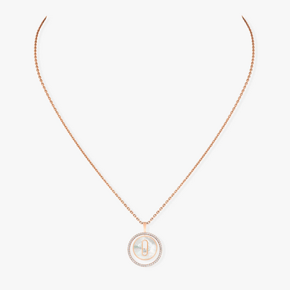 [Eternal jewelry]LUCKY MOVE 1 DIAMOND WHITE MOTHER OF PEARL PINK GOLD DIAMOND NECKLACE