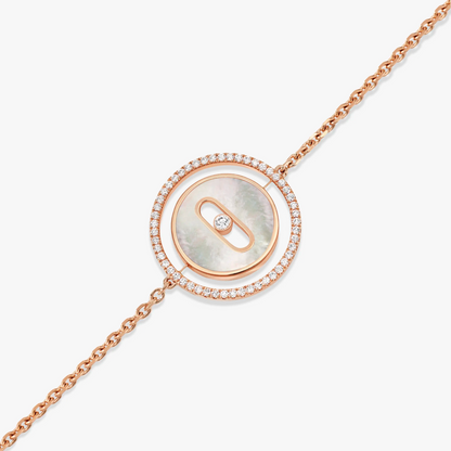 [Eternal jewelry]LUCKY MOVE WHITE MOTHER OF PEARL PINK GOLD DIAMOND BRACELET