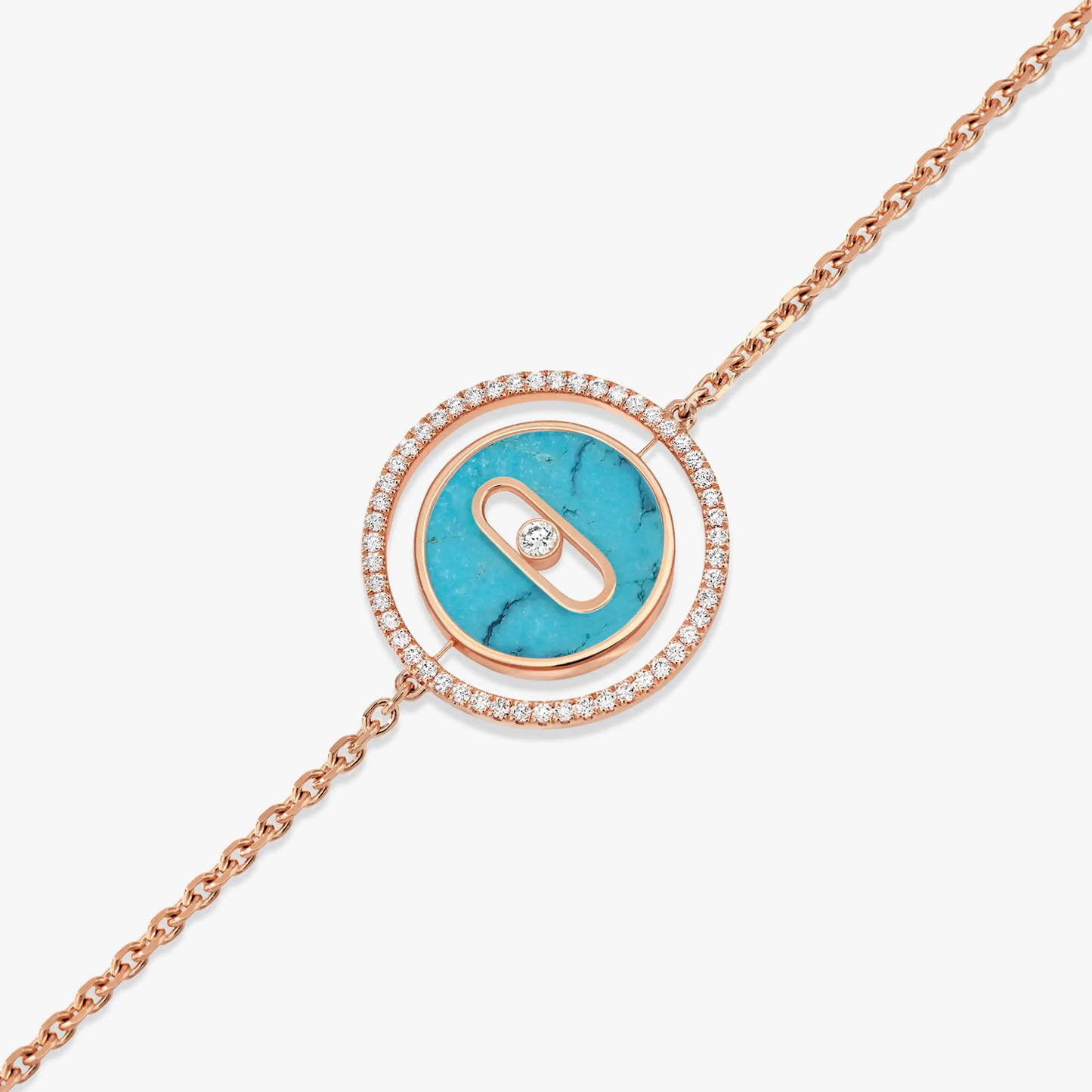 [Eternal jewelry]LUCKY MOVE TURQUOISE PINK GOLD DIAMOND BRACELET