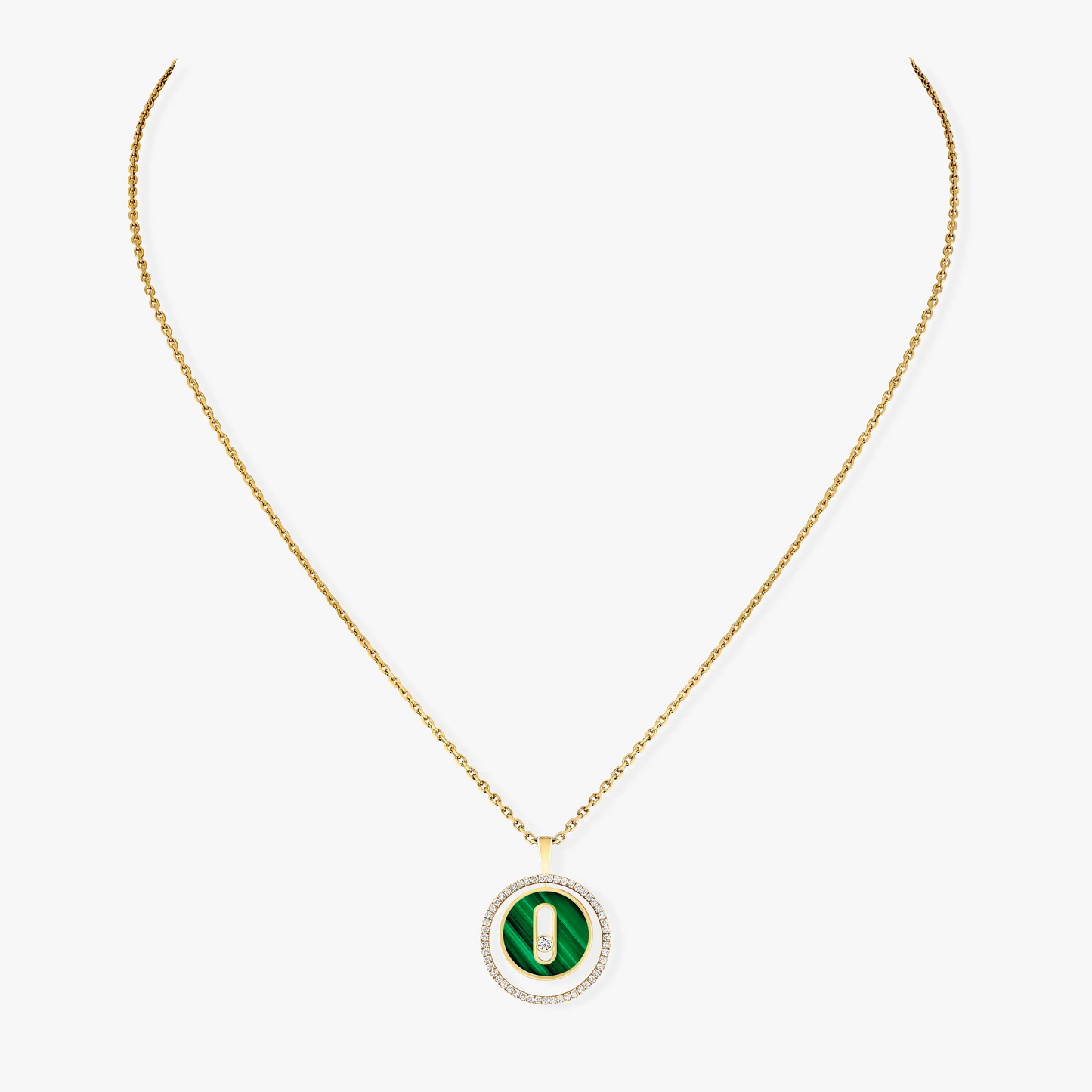 [Eternal jewelry]LUCKY MOVE 1 DIAMOND MALACHITE GOLD DIAMOND NECKLACE