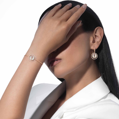 [Eternal jewelry]LUCKY MOVE WHITE MOTHER OF PEARL PINK GOLD DIAMOND BRACELET