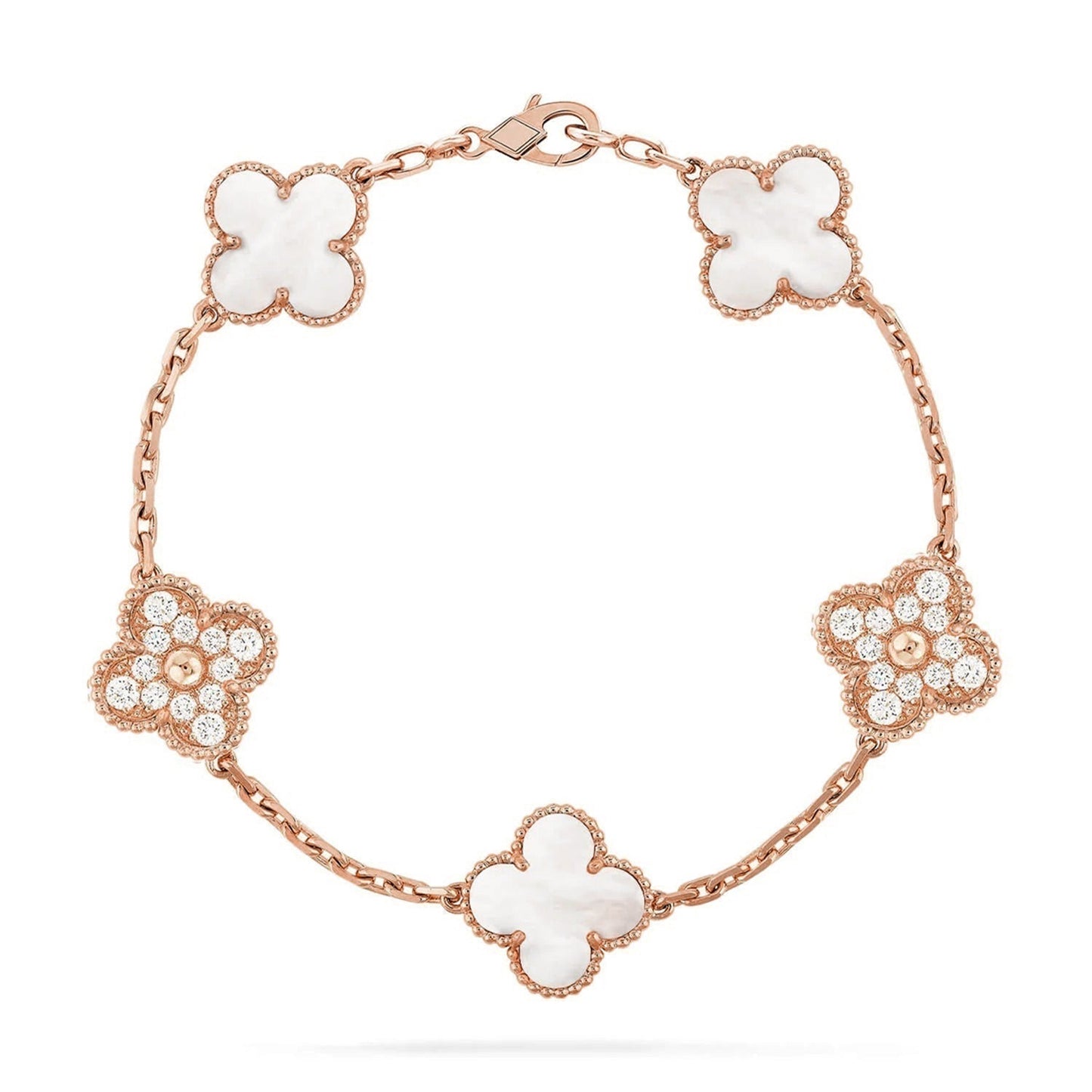 [Eternal Jewelry]CLOVER WHITE PEARL MOP 5 MOTIF BRACELET COLLECTION