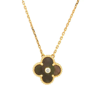 [Eternal Jewelry]CLOVER 15MM DIAMOND AND MOTHER-OF-GREY NECKLACE