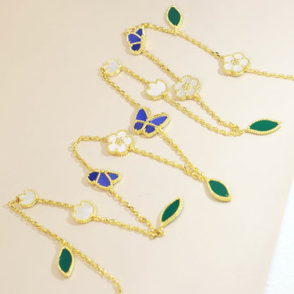 [Eternal jewelry]LUCKY SPRING BUTTERFLY 15 FLOWER NECKLACE
