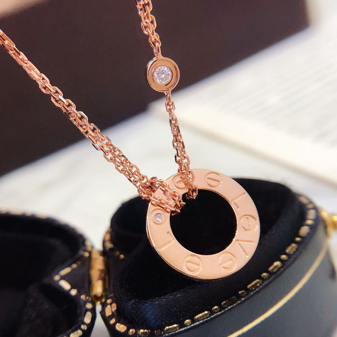 [Eternal Jewelry]LOVE NECKLACE 16MM 2 DIAMONDS