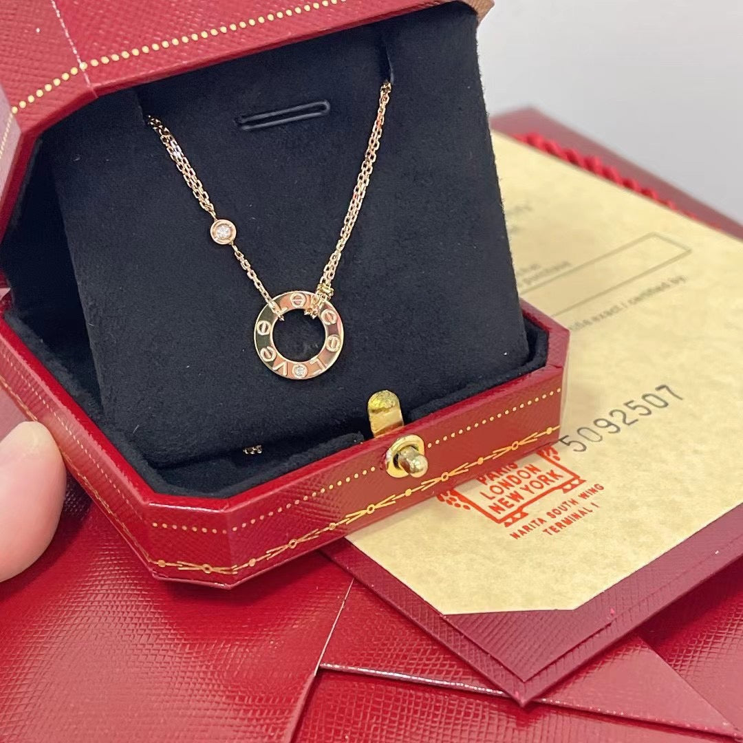 [Eternal Jewelry]LOVE NECKLACE 16MM 2 DIAMONDS