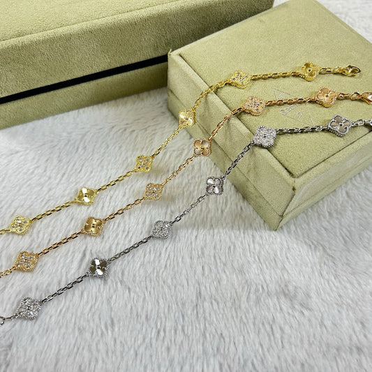 [Eternal Jewelry]CLOVER 6 MOTIF DIAMOND LASER BRACELET