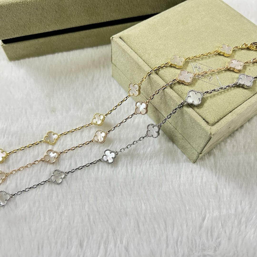 [Eternal Jewelry]CLOVER 6 MOTIF WHITE MOP BRACELET