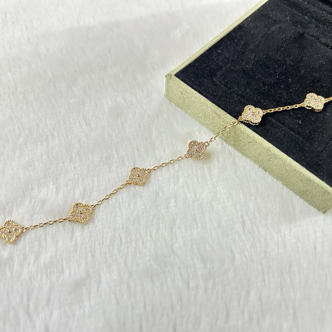 [Eternal Jewelry]CLOVER 6 MOTIF DIAMOND BRACELET