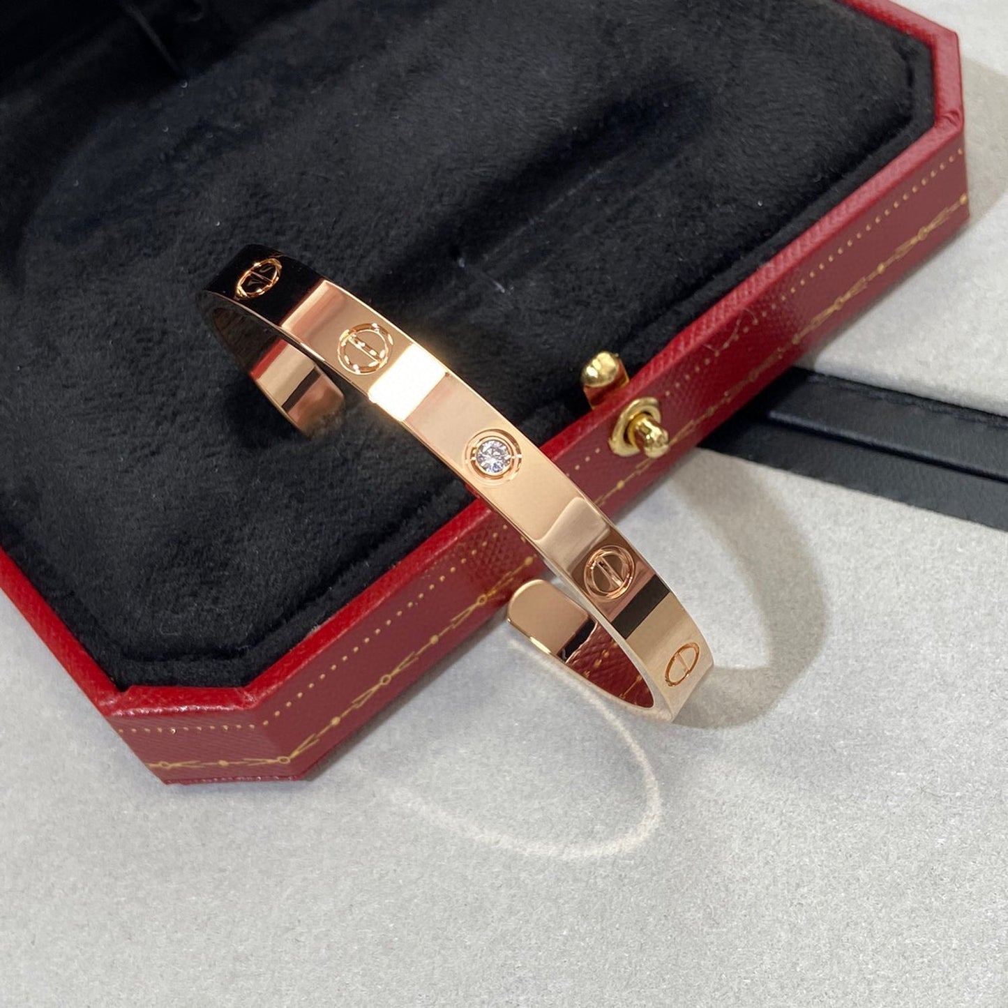 [Eternal Jewelry]LOVE BRACELET 6.1MM 1 DIAMOND OPEN CUFF