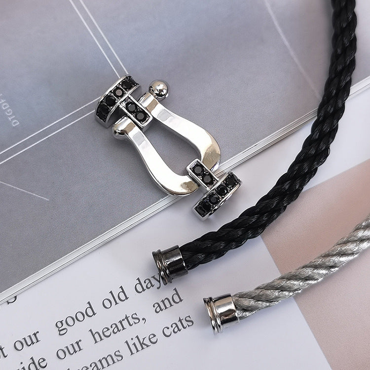 [Eternal Jewelry]FORCE LARGE HORSESHOE BLACK DIAMOND BRACELET SILVER