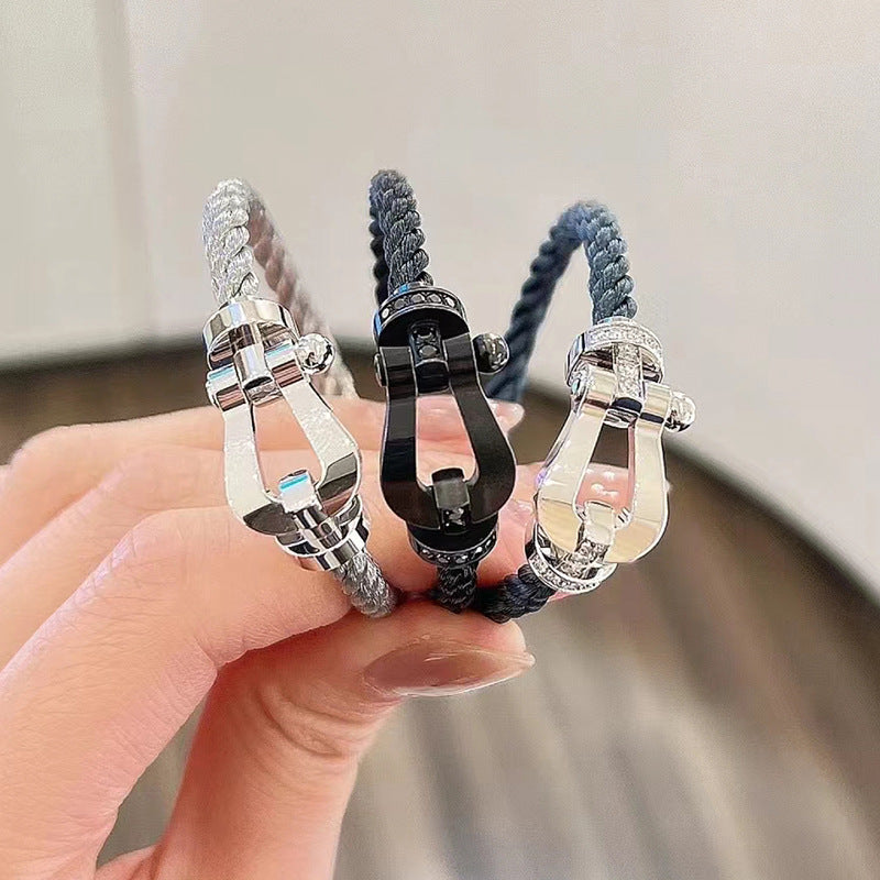 [Eternal Jewelry]FORCE LARGE HORSESHOE HALF DIAMOND BRACELET SILVER