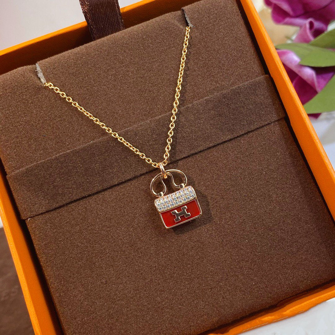 [Eternal Jewelry]CONSTANCE RED PEDANT PINK GOLD NECKLACE