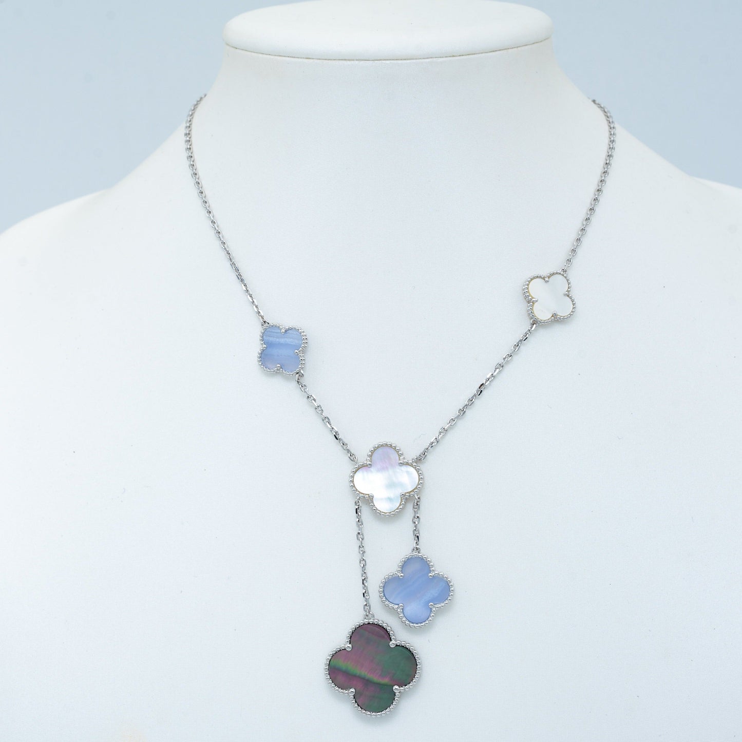 [Eternal Jewelry]CLOVER MOP CHALCEDONY NECKLACE SILVER 6 MOTIF