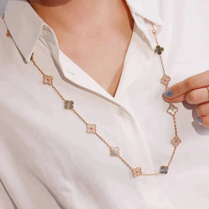[Eternal Jewelry]CLOVER 20 MOTIFS DARK MOP DIAMOND  NECKLACE