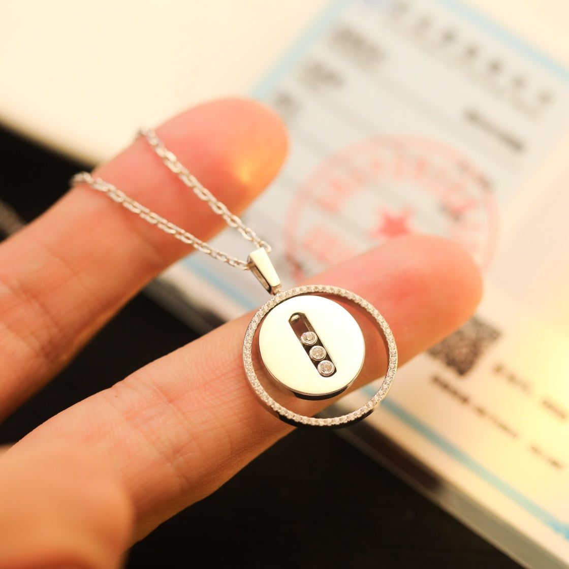 [Eternal jewelry]LUCKY MOVE MM SILVER DIAMOND NECKLACE