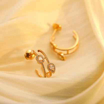 [Eternal jewelry]CREOLES MY TWIN 2 RANGS SILVER DIAMOND EARRINGS