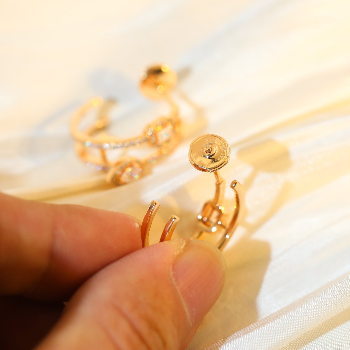 [Eternal jewelry]CREOLES MY TWIN 2 RANGS SILVER DIAMOND EARRINGS