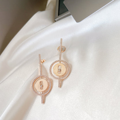 [Eternal jewelry]LUCKY MOVE ARROW PINK GOLD DIAMOND EARRINGS