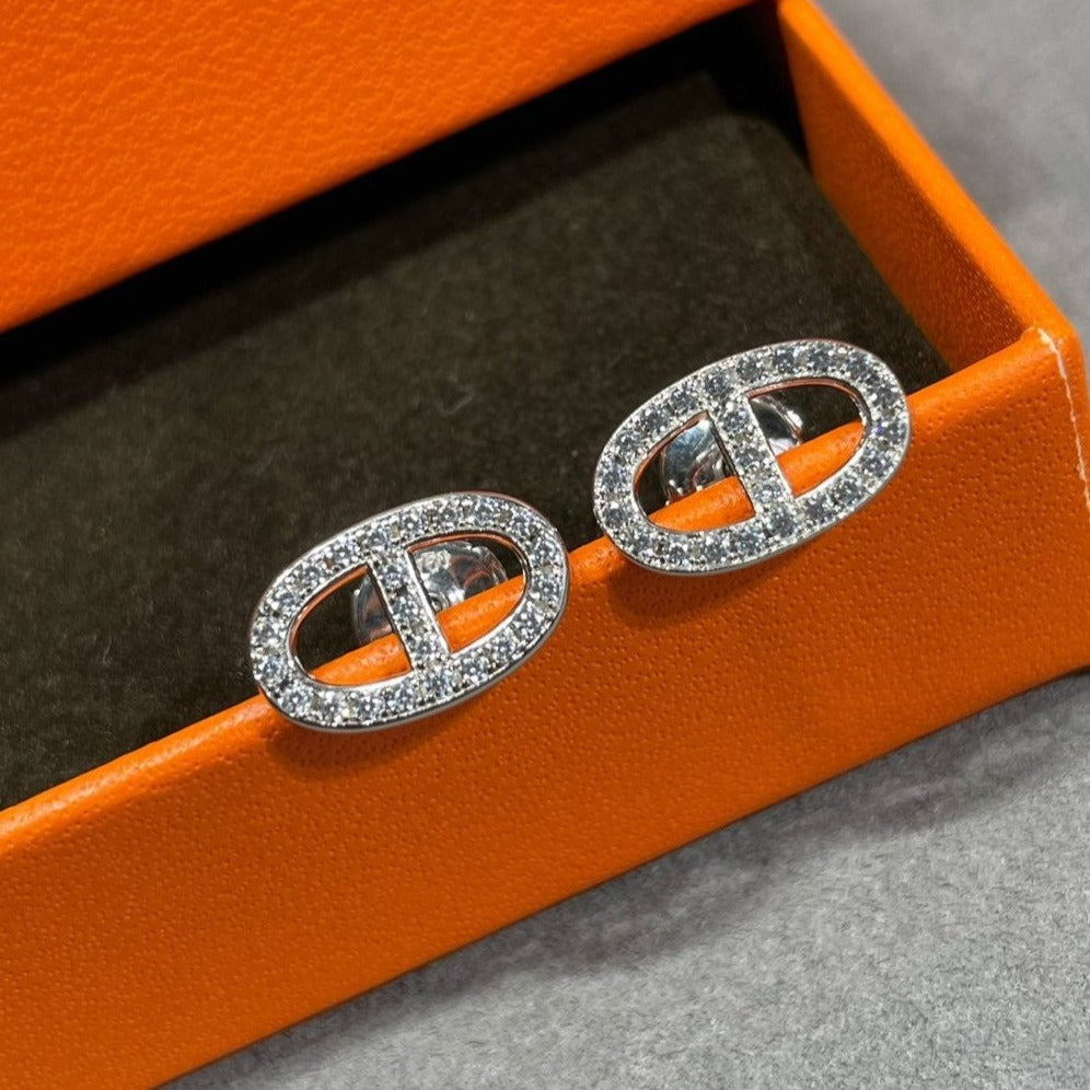[Eternal Jewelry]HM FULL DIAMOND PIG NOSE STUD EARRINGS