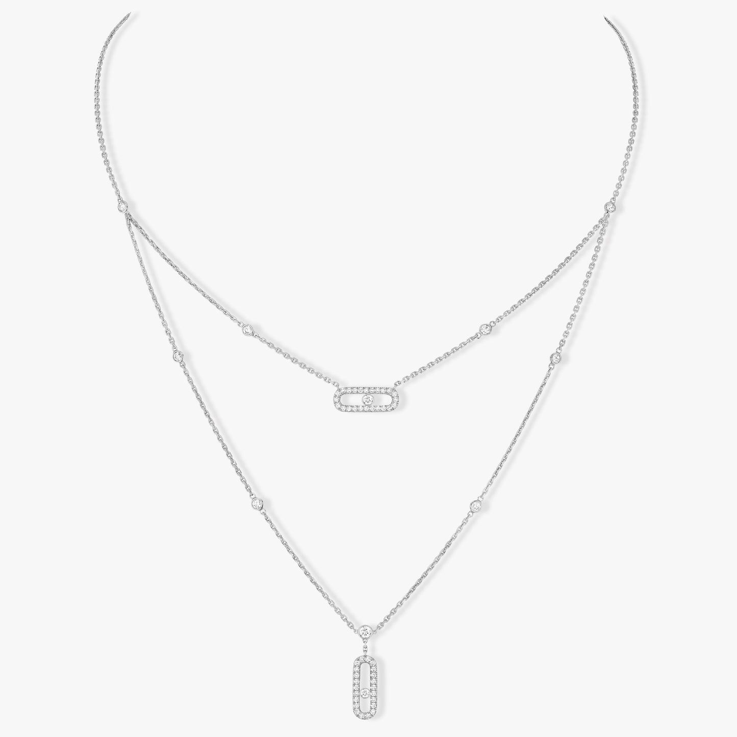 [Eternal jewelry]MOVE 2 ROW DIAMOND NECKLACE