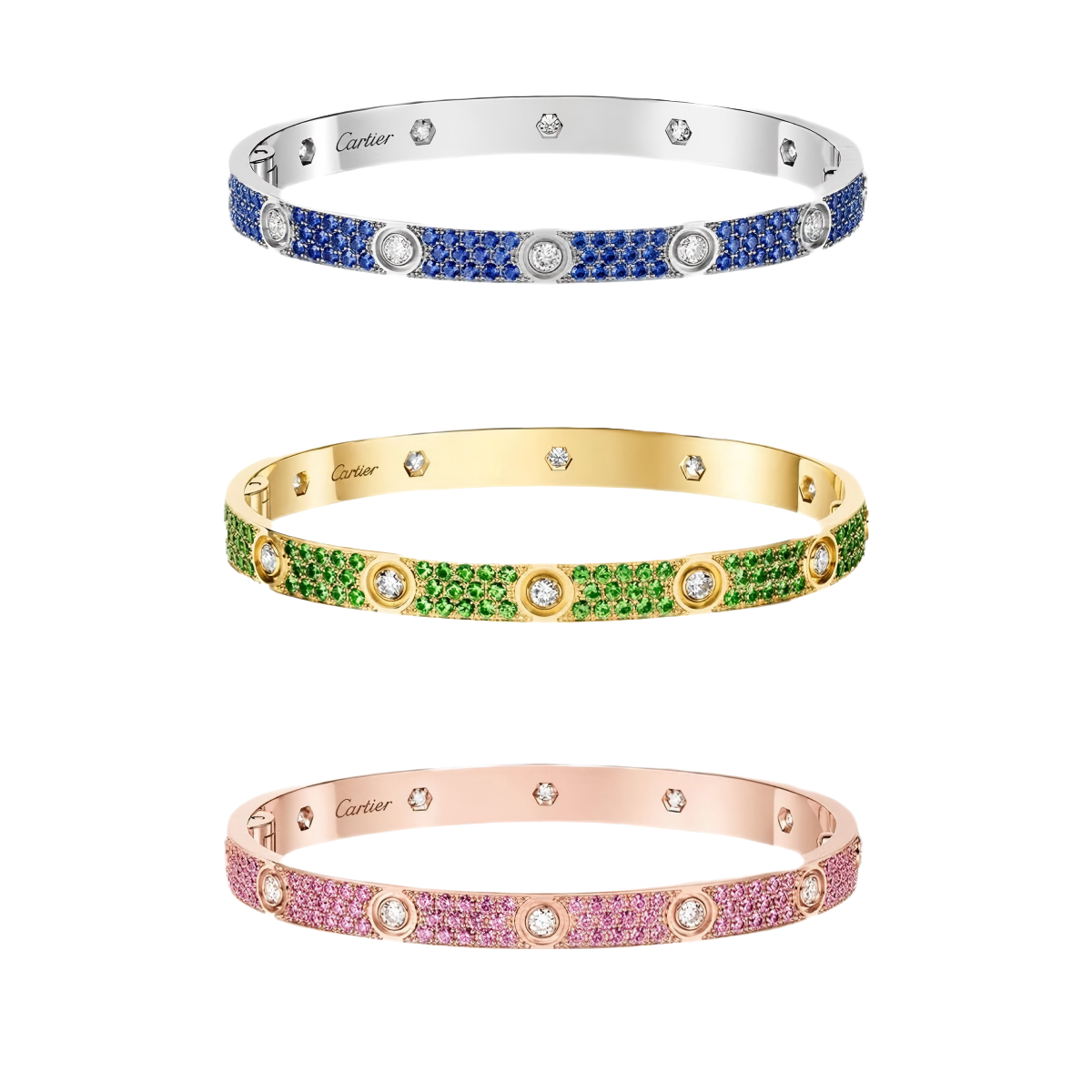 [Eternal jewelry]2026 PAVE GEMSTONE LOVE BRACELET 6.1MM 10 DIAMONDS