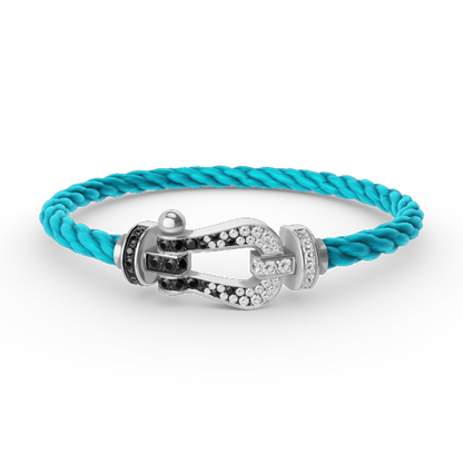 [Eternal Jewelry]FORCE LARGE HORSESHOE BLACK WHITE DIAMOND BRACELET SILVER