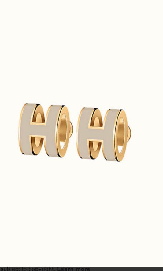 [Eternal Jewelry]MINI POP H GOLD EARRINGS GREY