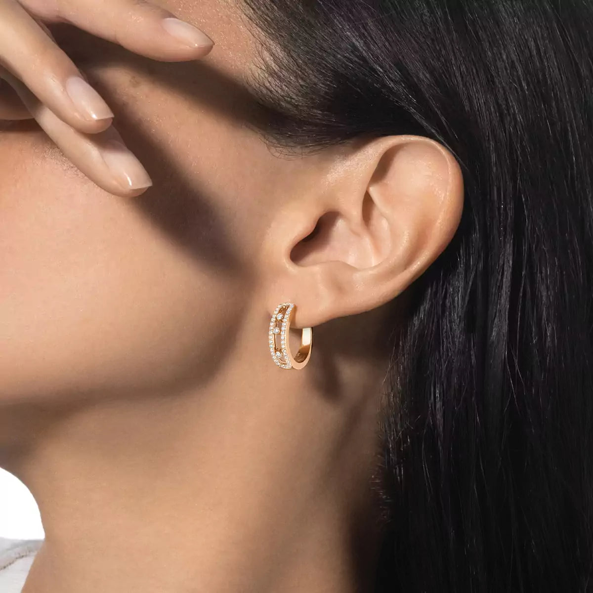 [Eternal jewelry]Diamond Pave_ Hoop Earrings Move