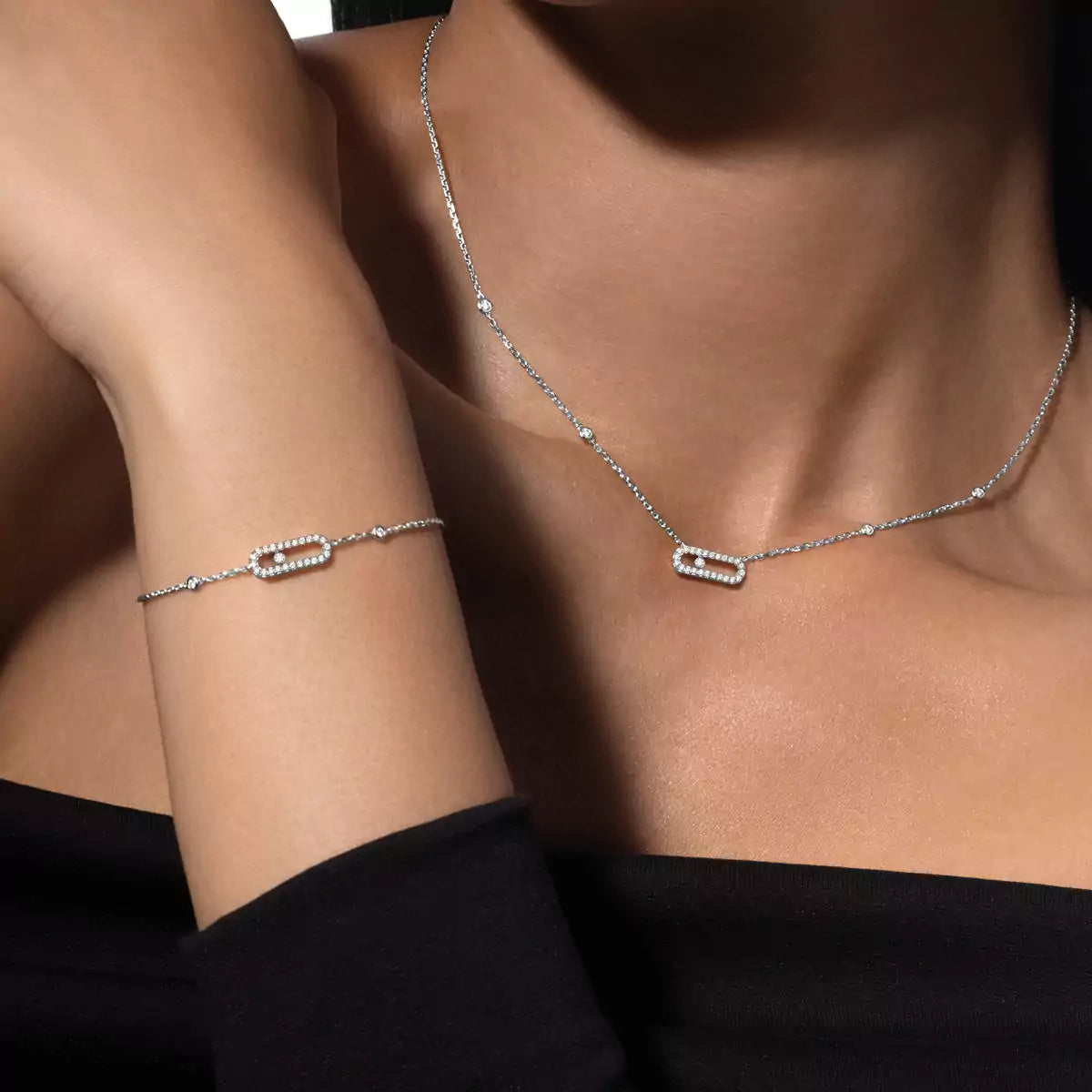 [Eternal jewelry]Diamond Necklace Move Uno