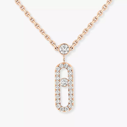 [Eternal jewelry]2 Rows Rose Gold Diamond Pave_ Necklace Move Uno