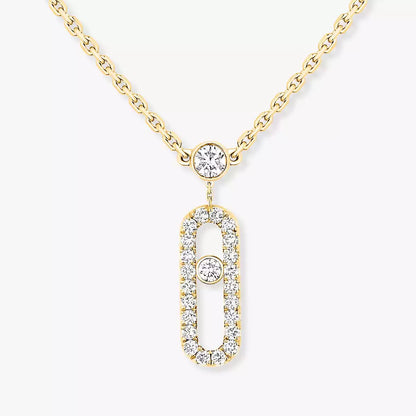 [Eternal jewelry]2 Rows Rose Gold Diamond Pave_ Necklace Move Uno