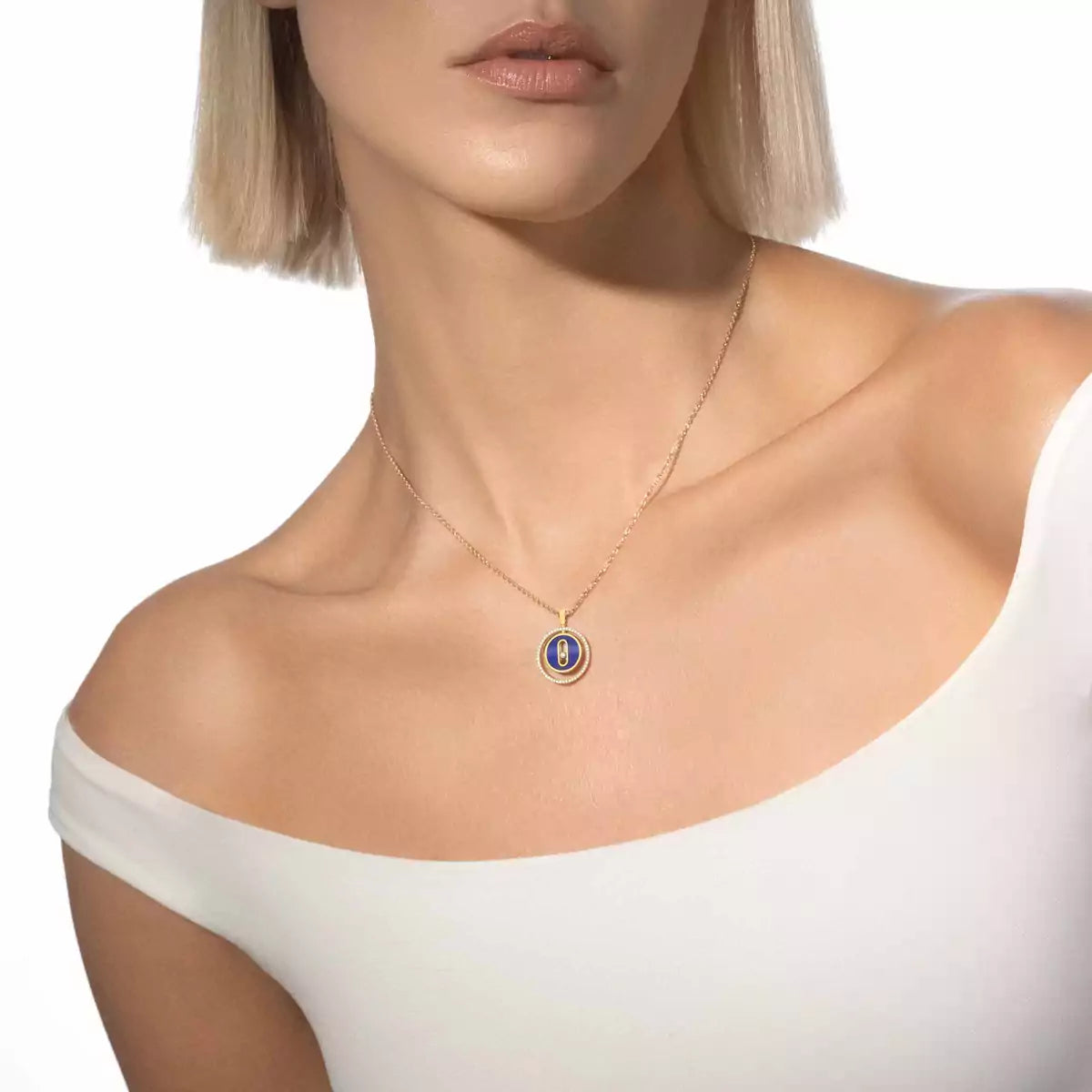 [Eternal jewelry]Lucky Move Diamond Necklace in Rose Gold and White Mother-of-Pearl