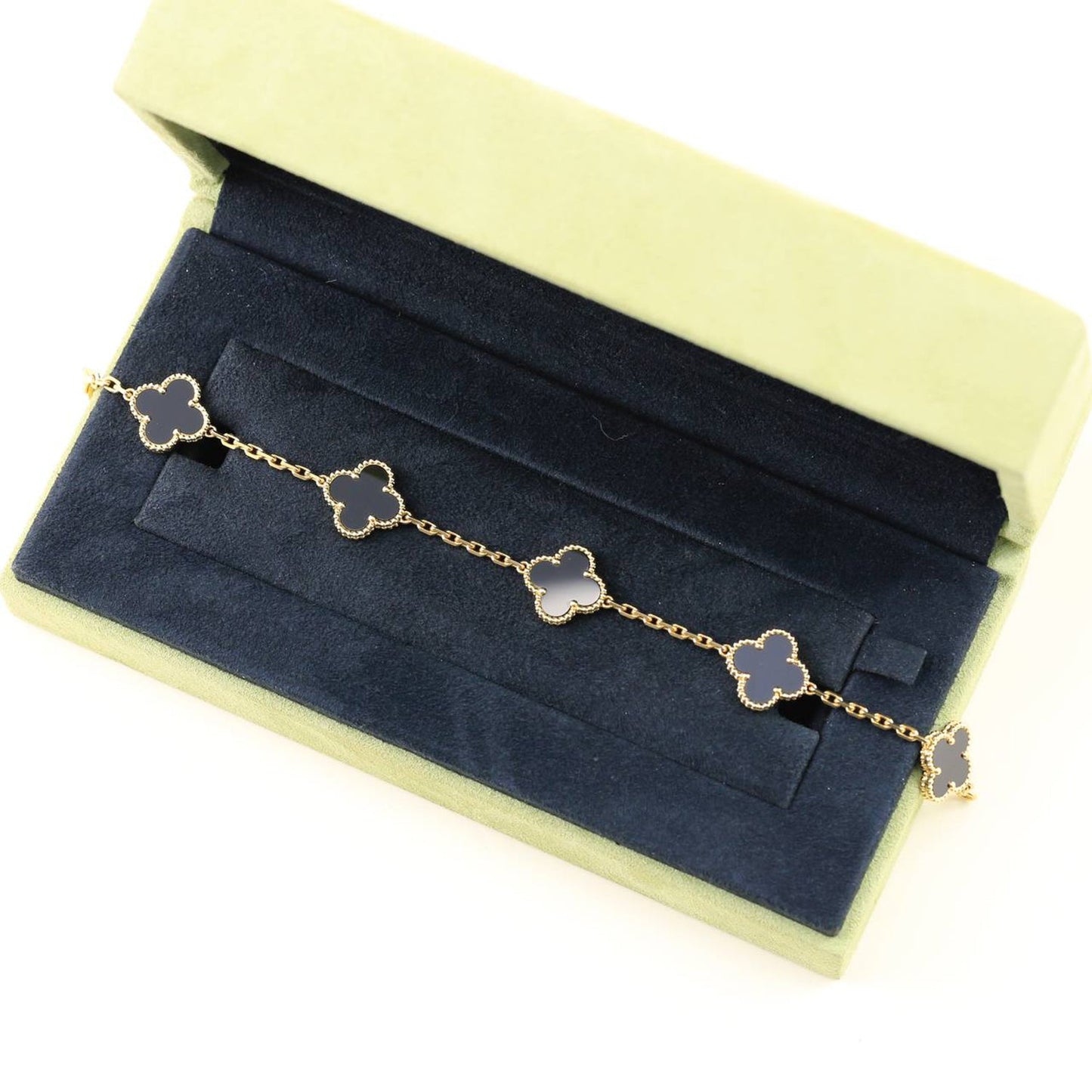 [Eternal Jewelry]CLOVER  5 MOTIFS BLACK ONYX BRACELET