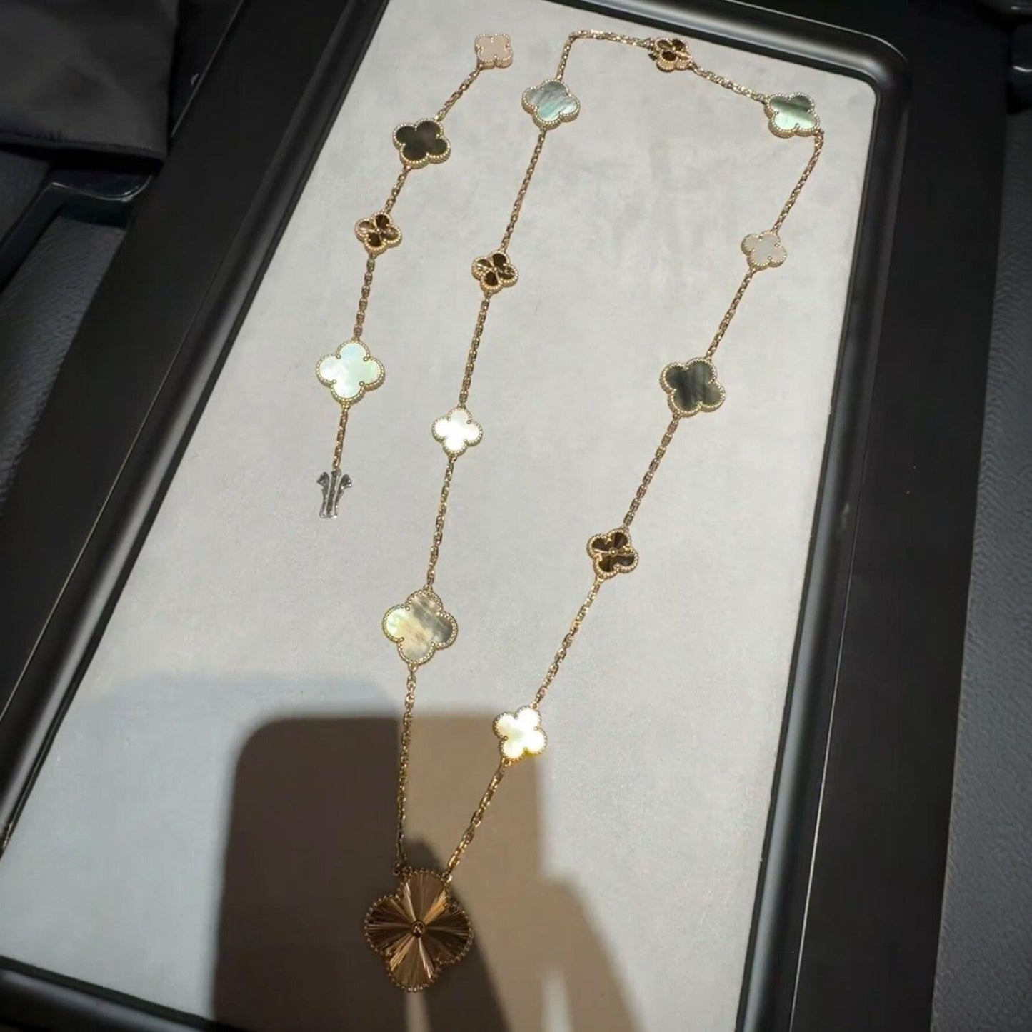 [Eternal Jewelry]DETACHABLE CLOVER 15(11+4) FLOWER ROSE GOLD NECKLACE SET