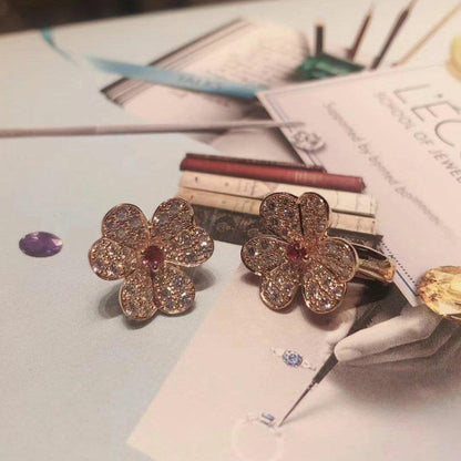 [Eternal Jewelry]FRIVOLE PINK GOLD FLOWER DIAMOND EARRINGS