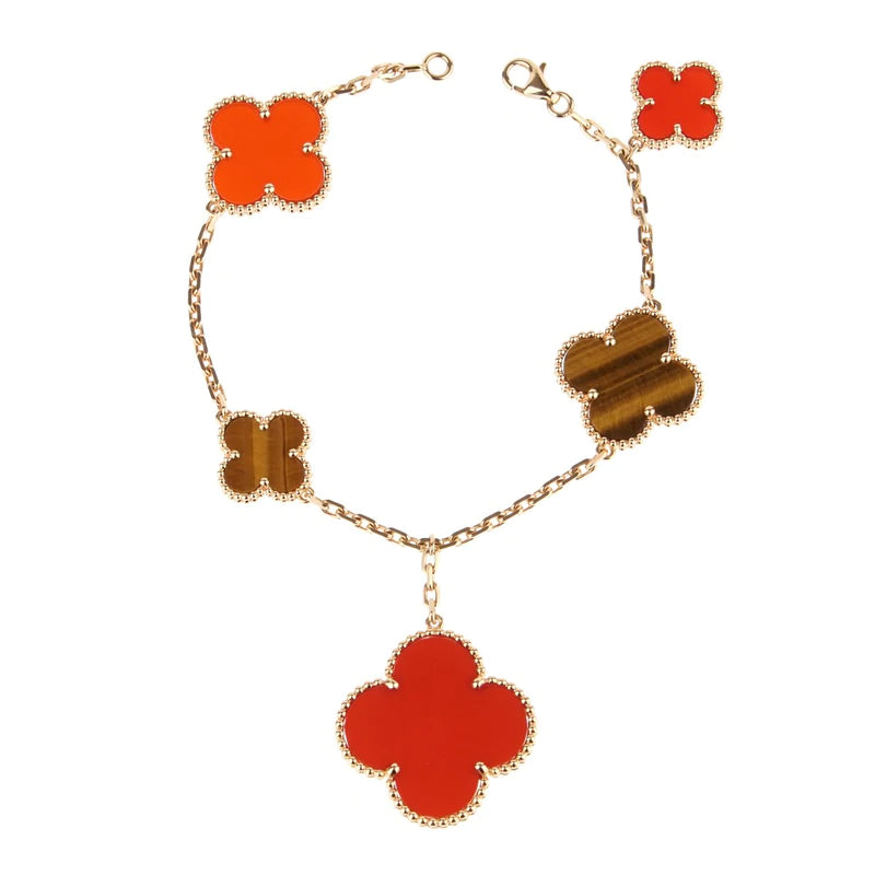 [Eternal Jewelry]CLOVER BRACELET 5 MOTIFS CARNELIAN TIGER EYE